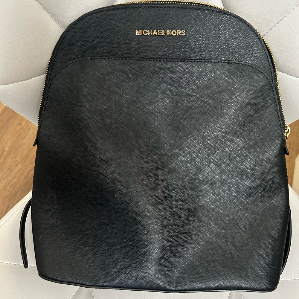 Michael Kors Black Dome Backpack with Saffiano Leather